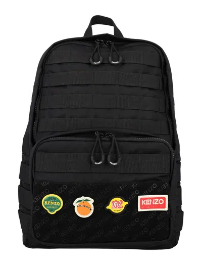 Kenzo Jungle Patch-detailed Backpack In Black
