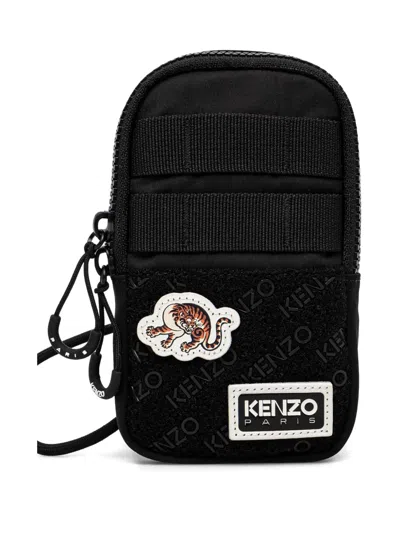 Kenzo Jungle Tiger-appliqué Phone Holder In Black