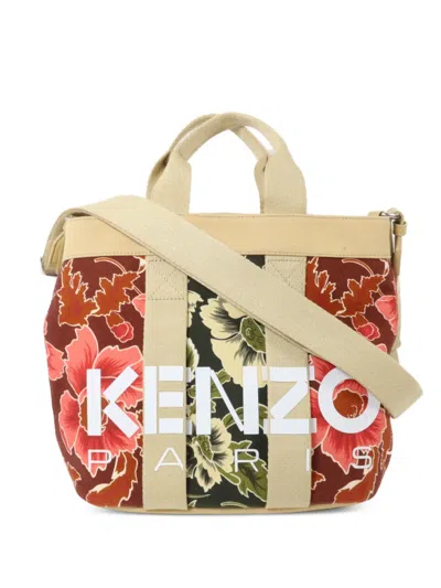 Pre-owned Kenzo Kaba Jungle Camo Tote Bag In Neutrals