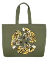 Kenzo Olive Green Canvas  Utility Reversible Shopping Bag