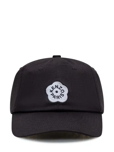 Kenzo Black Cap With Floral Logo