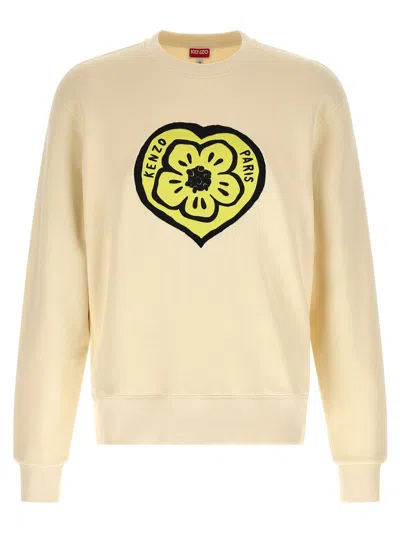 Kenzo Boke Heart Classic Sweatshirt Beige In Yellow