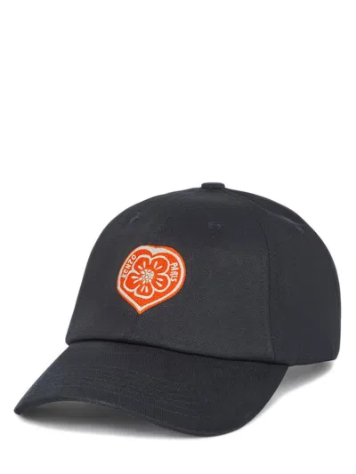 Kenzo ' Boke Heart' Embroidered Cotton Cap In Gray