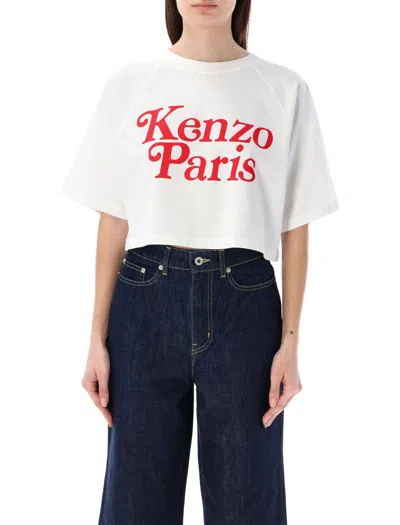 Kenzo By Verdy Cotton Crop Top With Logo In Off White