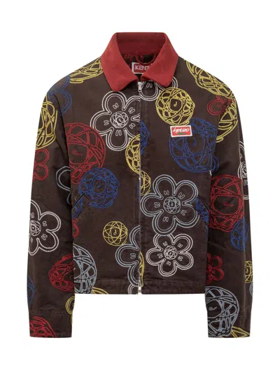 KENZO KENZO KENZO COTTON JACKET WITH MULTICOLORED FLORAL PRINT