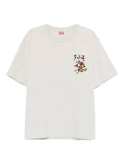 Kenzo Embroidered T-shirt In Neutral