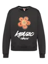 Kenzo Bold Floral Graphic Sweatshirt With Signature Logo In Black