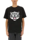 Kenzo Black T-shirt With Happy Tiger Print On The Front
