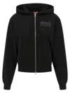 Kenzo Happy Tiger Zip Up Hoodie With Kangaroo Pocket In Black