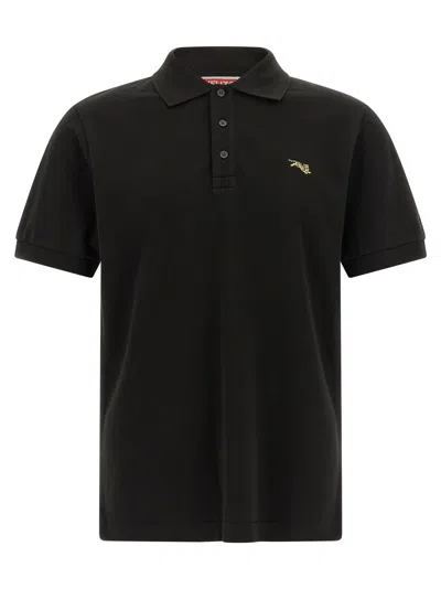 Kenzo Happy Tiger Polo Shirt Regular Fit Short Sleeves In Black