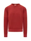Kenzo Textured Knit Crewneck Sweater With Ribbed Cuffs In Red