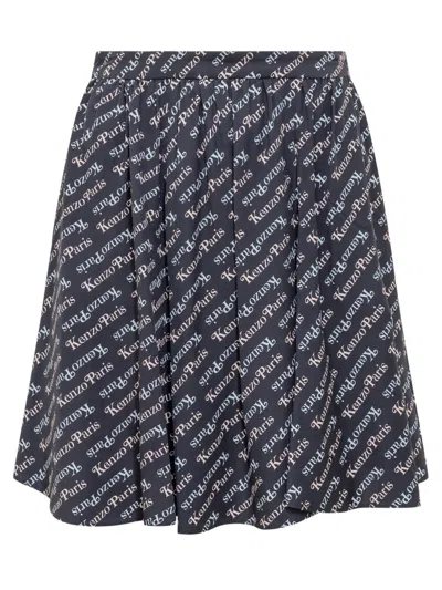 Kenzo Monogram Skirt In Blue