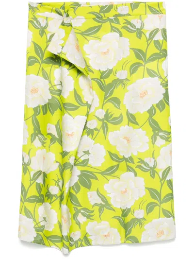 Kenzo ' Peonies' Midi Skirt In Multi