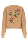 Kenzo Peonies Crew Neck Floral Print Sweatshirt In Brown