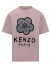 Kenzo Boke Flower Embroidered Oversized Cotton T-shirt Clothing In Pink
