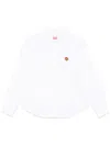 Kenzo Casual Button-down Collar Curved Hem Top In White