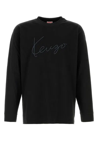 Kenzo Logo-embroidered Long-sleeve T-shirt In Black