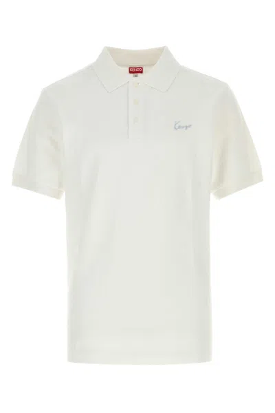 Kenzo Piquet Shirt Polo Collar Short Sleeves In White
