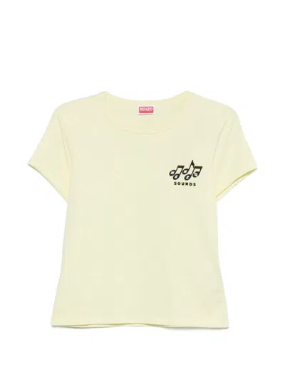 Kenzo Sounds Embroidered Crew-neck T-shirt In Neutral