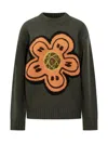 Kenzo Sweater With Flower Graphic In Green