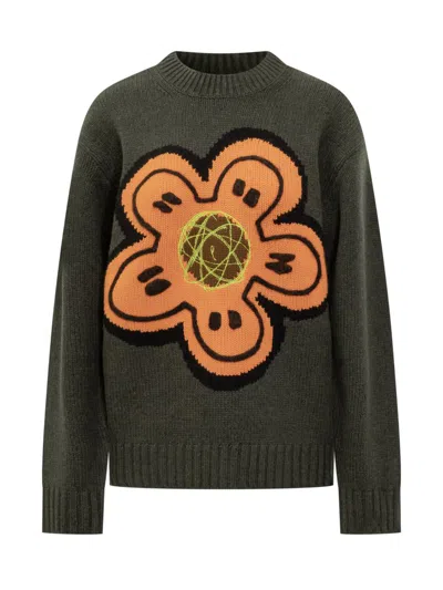 Kenzo Sweater With Flower Graphic In Green