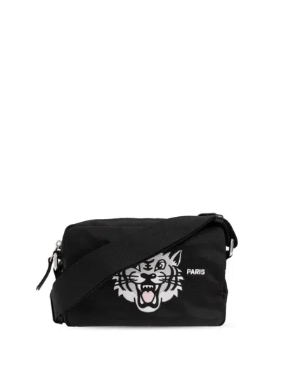 Kenzo Tiger-print Shoulder Bag In Black