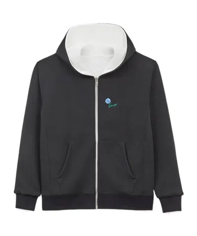 Kenzo Tulip Reversible Zip Up Hoodie In Black