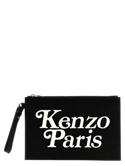 Kenzo ' Utility' Large Clutch Bag In White/black
