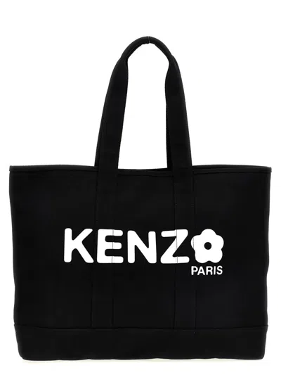 Kenzo Utility Logo Printed Large Tote Bag In Black