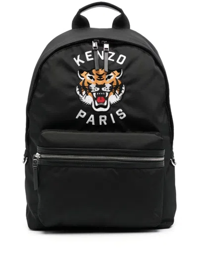 Kenzo Backpack With Tiger Motif In Black