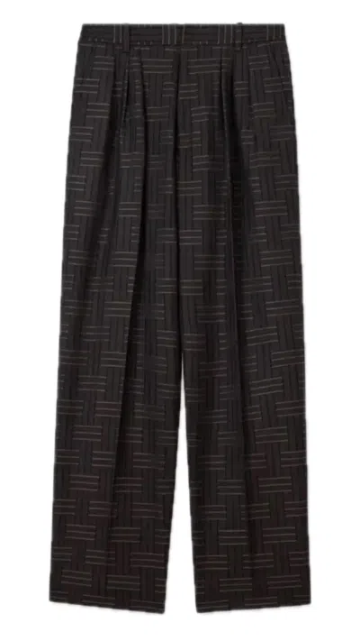 Kenzo ' Weave' Pleated Tailored Pant In Brown