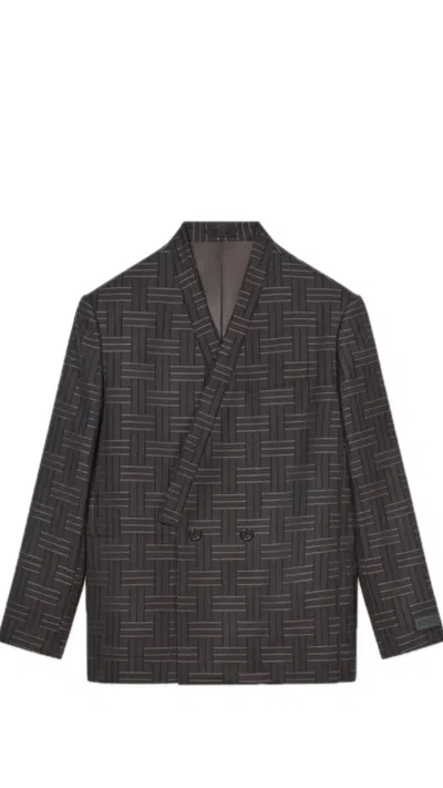 Kenzo ' Weave' Tailored Kimono Jacket In Brown