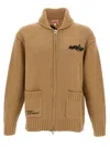 Kenzo X Futura 2000 Flower-intarsia Zip Cardigan In Brown