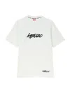 Kenzo Black Cotton T-shirt With Embroidered Tiger Logo In White