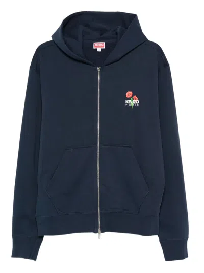 Kenzo Zip-up Sweatshirt With Logo In Blue