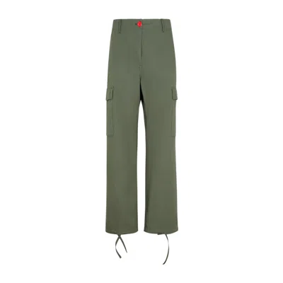 Kenzo Khaki Cargo Cotton Pants In Green