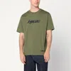Kenzo Khaki Cotton T-shirt With Logo In Green