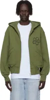 Kenzo X Futura 2000 Flower-printed Zip-up Hoodie In Green
