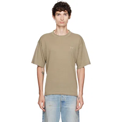 Kenzo Khaki  Paris ' Signature' Embroidered T-shirt