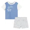 Kenzo Graphic-print Checked Short Set In Blue