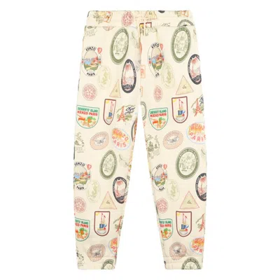 Kenzo Kids All-over Print Cotton Joggers In White