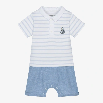 Kenzo Kids Baby Boys Blue Striped Cotton Shortie In White