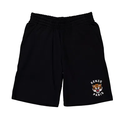 Kenzo Kids Bermuda Regular-fit Logo Print Cotton Shorts In Black