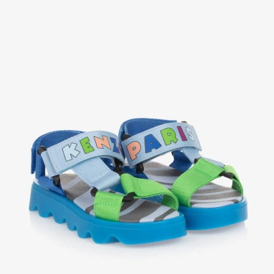 Kenzo Kids Blue Colourblock Velcro Sandals