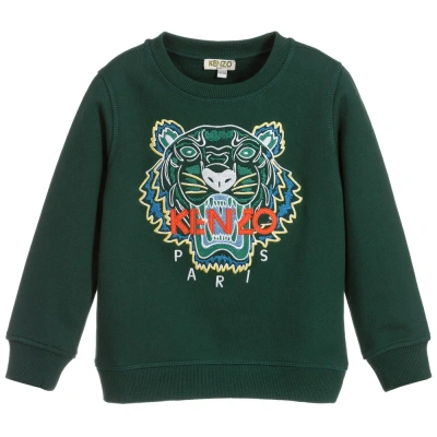 Kenzo Kids Boys Green Cotton Tiger Sweatshirt