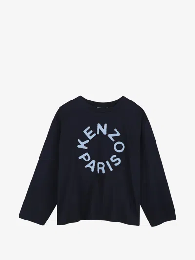 Kenzo Kids Boys Long-sleeve Terrycloth Logo T-shirt In Blu