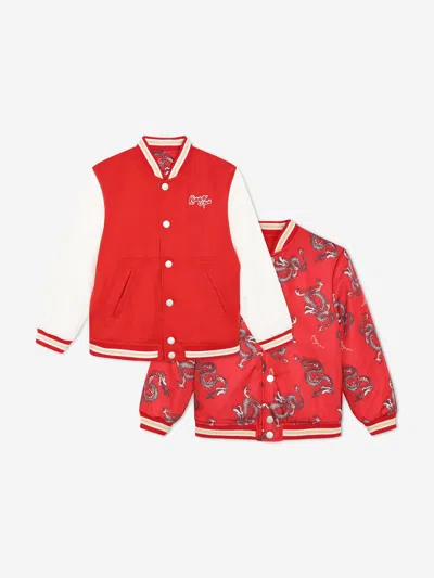Kenzo Babies' Kids Chinese New Year Reversible Varsity Jacket In Red