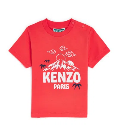 Kenzo Kids Cotton Mountain Graphic T-shirt In Red