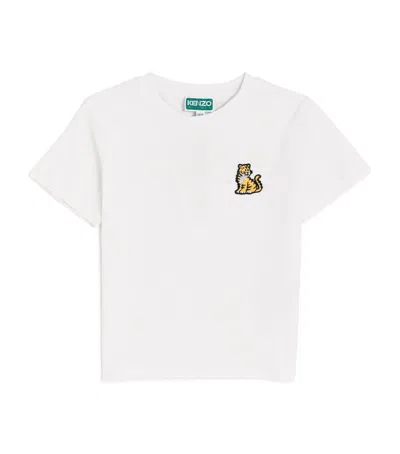 Kenzo Kids Cotton Tiger Graphic T-shirt In White