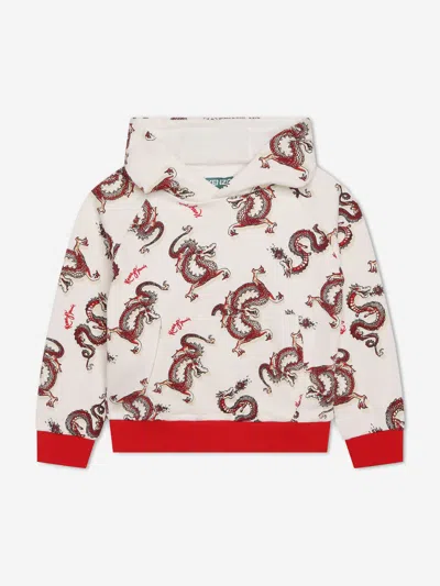 Kenzo Babies' Kids Dragon Print Hoodie In Ivory